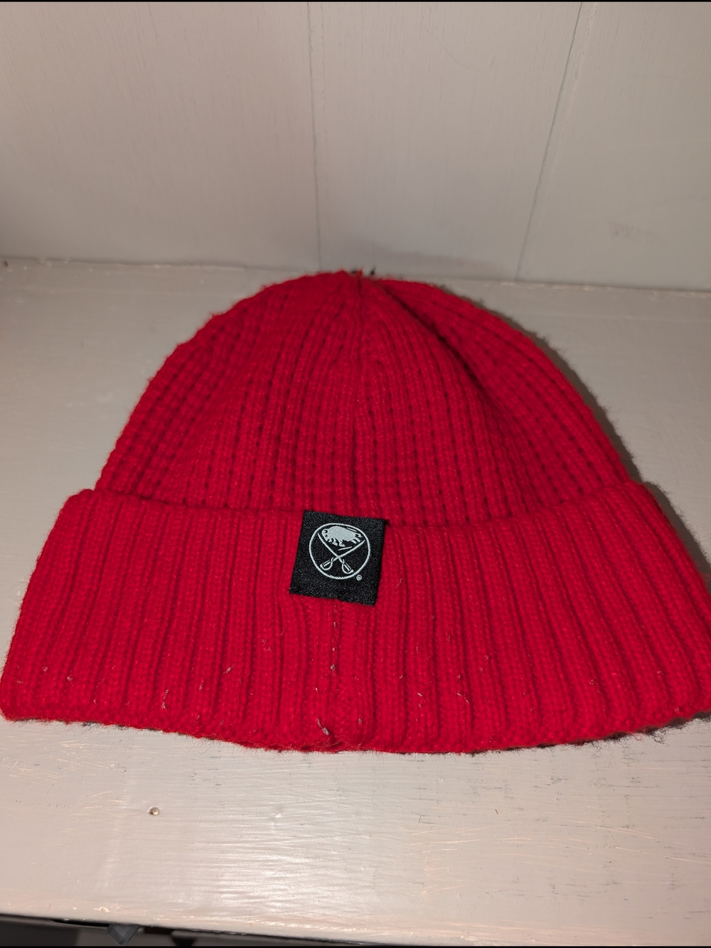 Buffalo Sabres Jeff Skinner 1000 NHL Games Red Knit Beanie Hat SGA